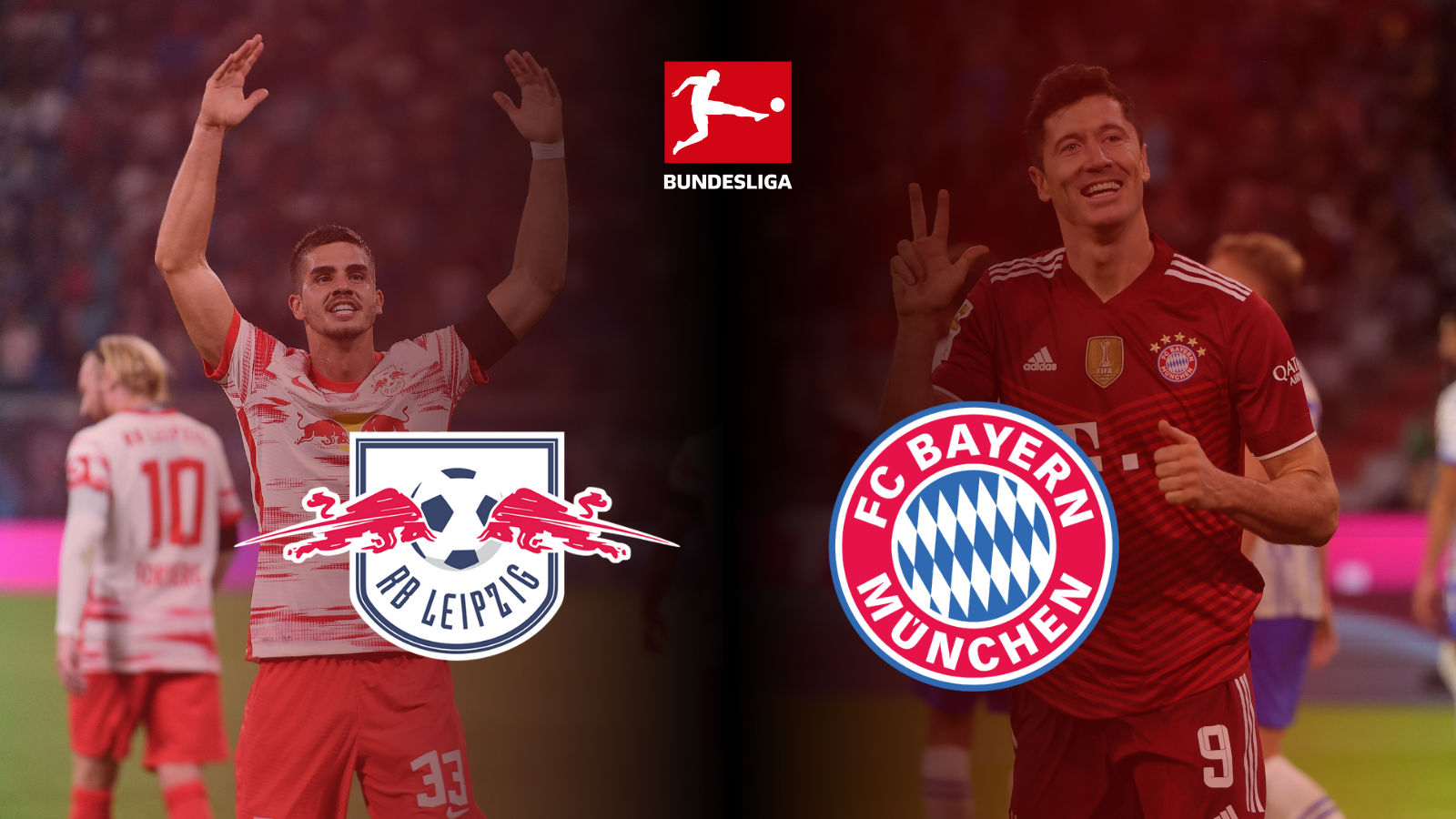 André Silva y Robert Lewandowski los dos animadores del duelo entre RB Leipzig y FC Bayern München. Foto: Imago.