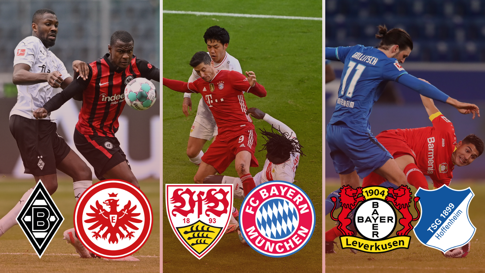 Estos son los tres partidos destacados de la jornada 16 de Bundesliga. Fotos: Getty Images.