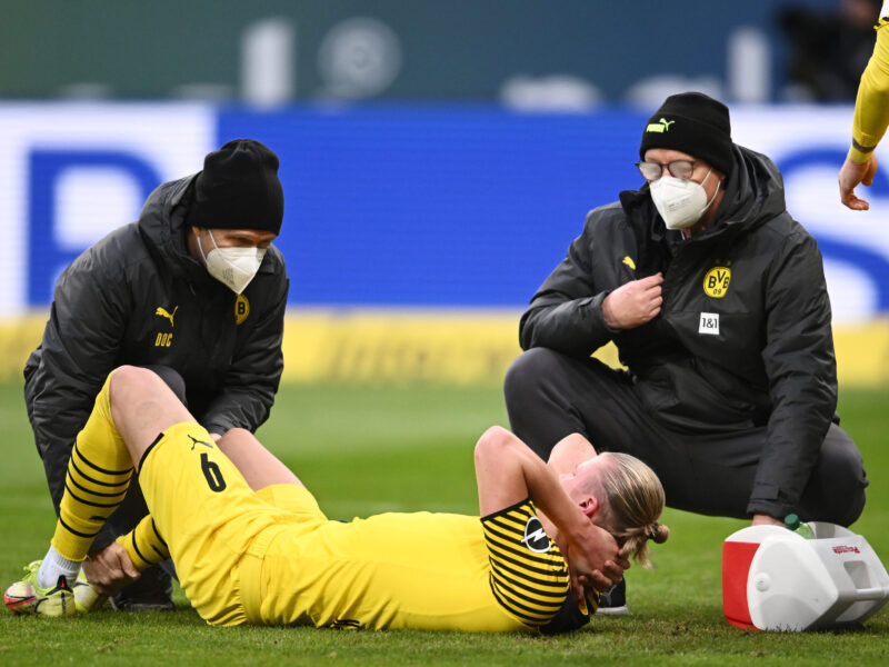 Erling Haaland y una nueva lesión. Foto: Getty Images.