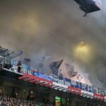 Caos en la tribuna de Hertha BSC. Foto: Getty Images.