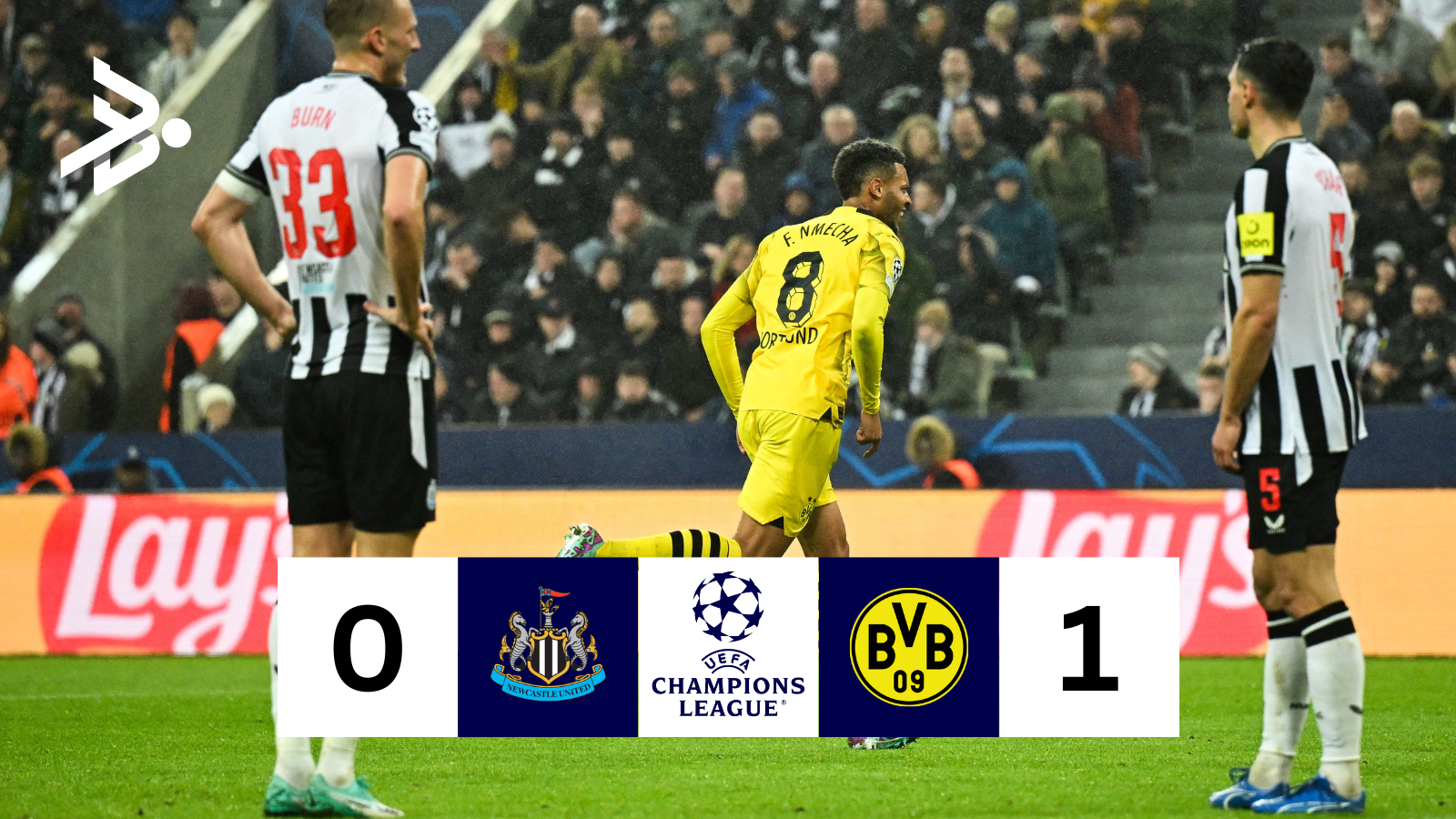 Felix Nmecha puso el gol del trinufo de Borussia Dortmund en Newcastle. Foto: Getty Images