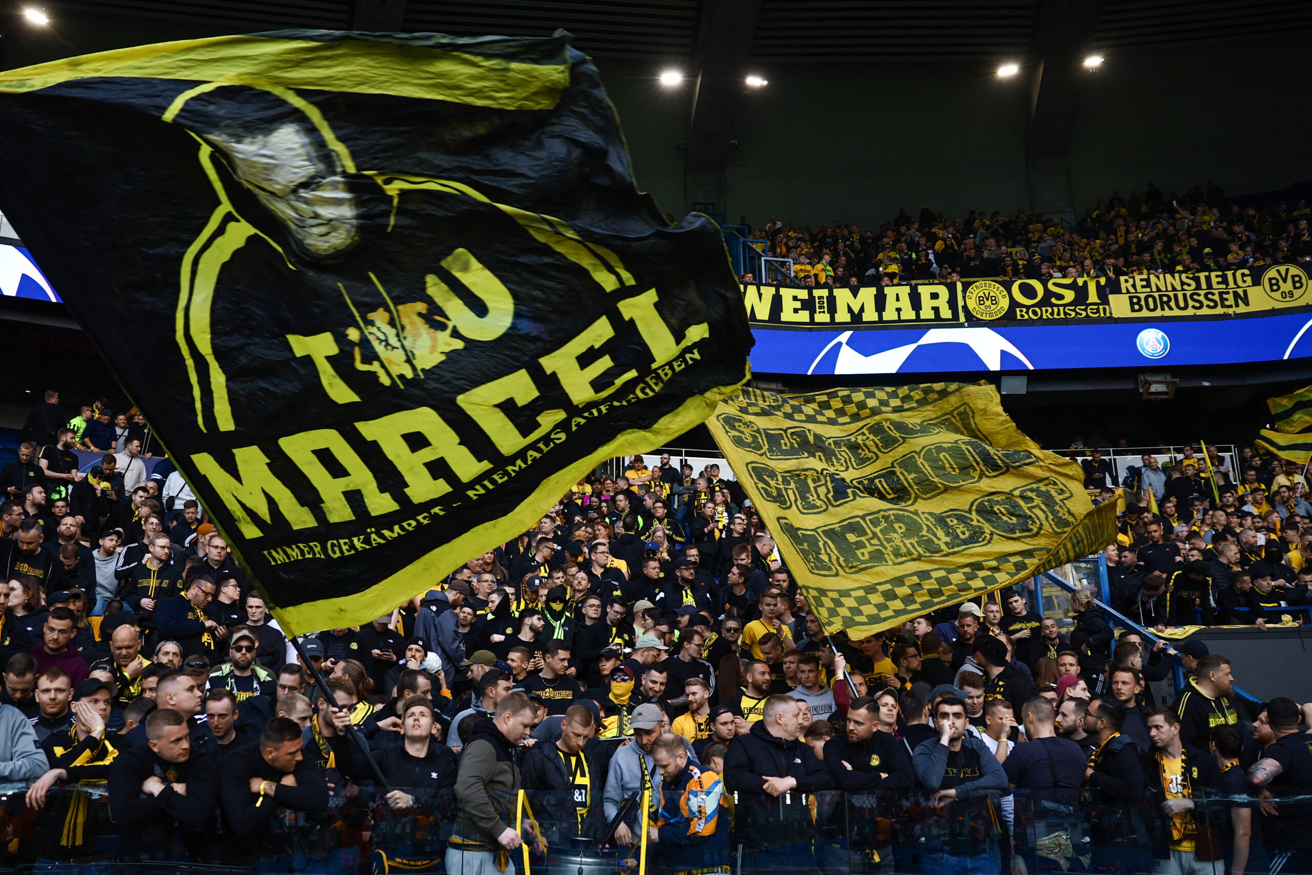 Los aficionados de Dortmund ya se hacen sentir en París. Foto: Getty Images.